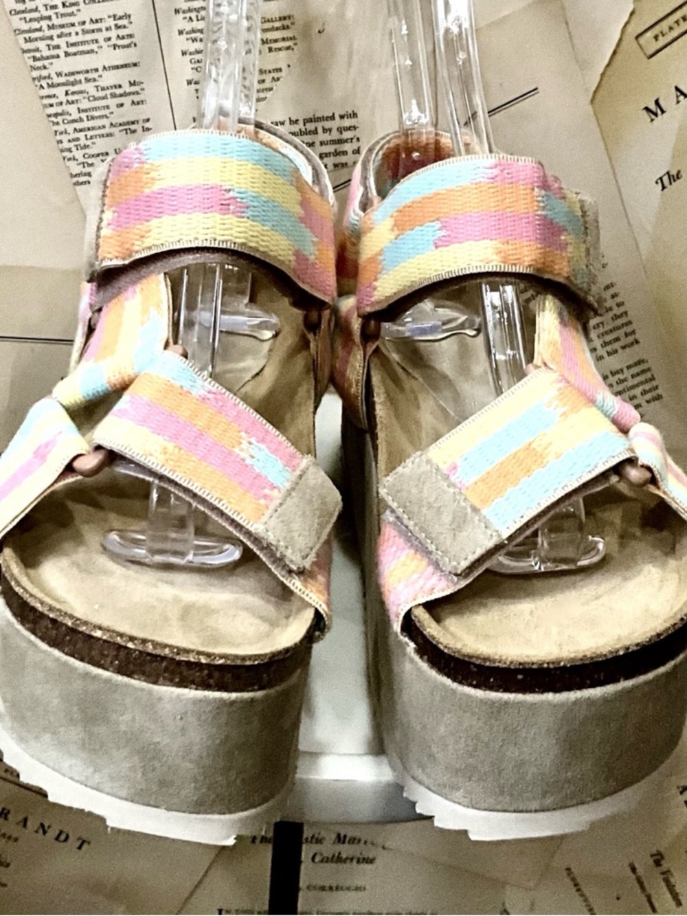 Free People Intentionally Blank Rule Breaker Remix Platform Sandal Taupe Suede - Picture 5 of 8